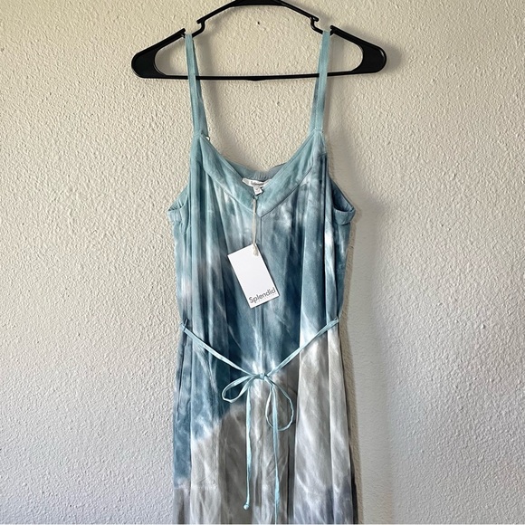 Splendid Anya Maxi Dress Womens M Tie Dye Spaghetti Strap Viscose Pockets V Neck - Picture 4 of 16